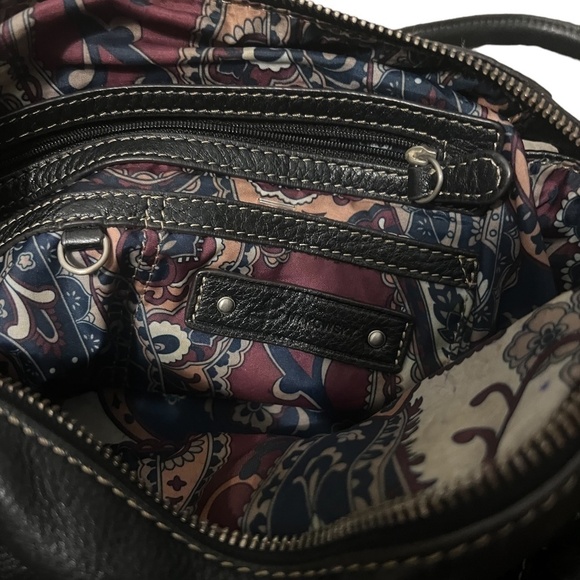 B. Makowsky Large Shoulder Bag Purse Shopper Black Leather Double Strap Zipper - Picture 10 of 14